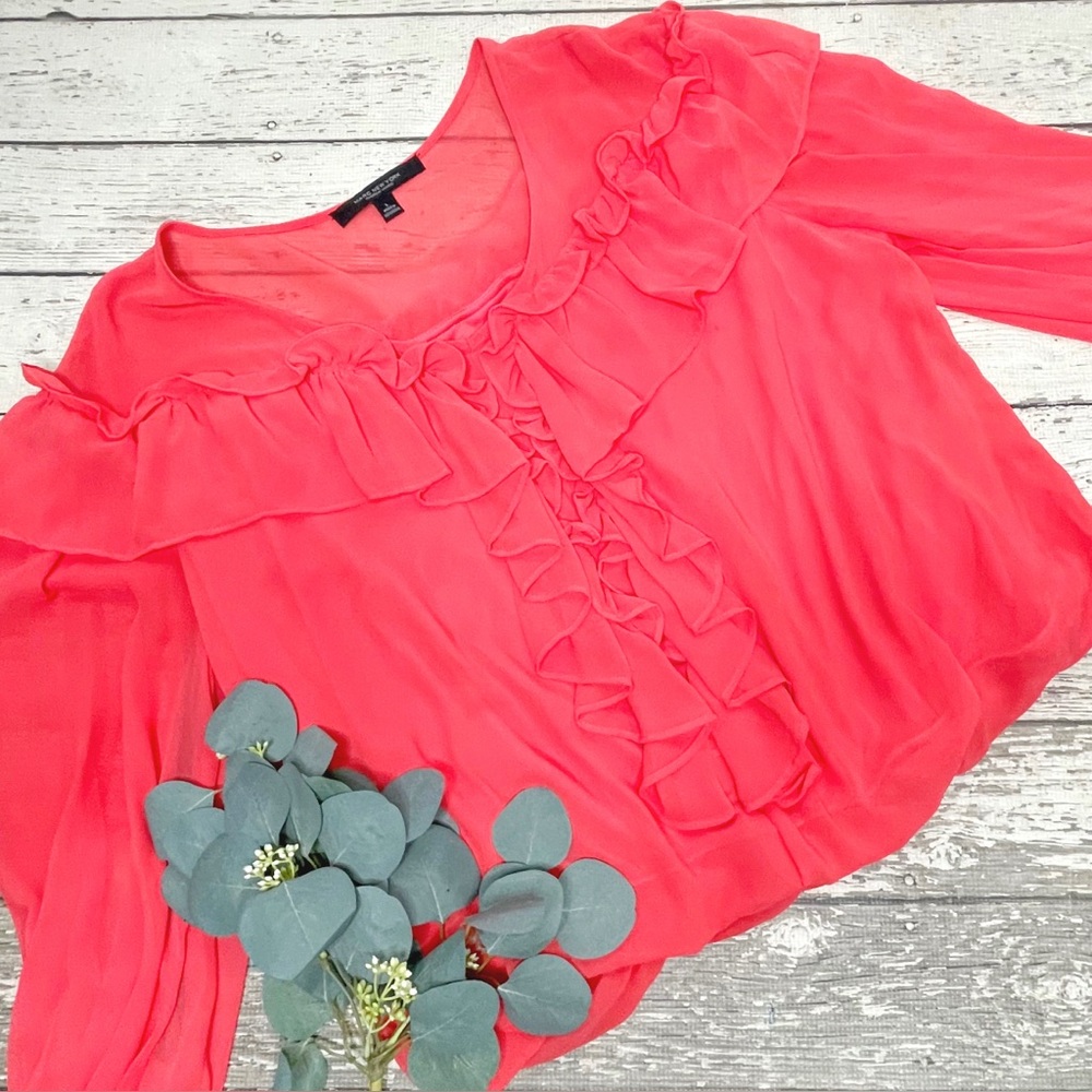 Marc New York Andrew Marc Ruffled Long Sleeve Top